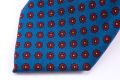 Wool Challis Tie in Mohair blue 9cm width with Small Geometric Pattern - Hand Sewn by Fort Belvedere