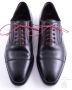 Top view of Red Shoelaces Round Waxed Cotton on Black Oxfords - Made in Italy by Fort Belvedere