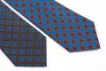 Wool Challis Tie in Brown & Turquoise with Green, Blue, Orange, Yellow Pattern - Fort Belvedere