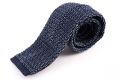 Two-Tone Knit Tie in Navy and Light Blue Changeant Silk - Fort Belvedere