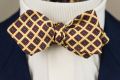 Ancient Madder Silk Bow Tie in Yellow, Red Blue and Orange Diamond Pattern - Fort Belvedere