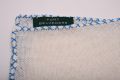 White Handcrafted Linen Pocket Square with Light Blue Handrolled X Stitch - Fort Belvedere