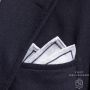 White Irish Linen Embroidered Contrast Framing Pocket Square