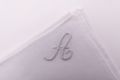 White Linen Pocket Square with Hand Embroidered Initial A Handmade in Italy by Fort Belvedere