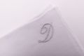 All Initials White Linen Pocket Square with Hand Embroidered Initial D Handmade in Italy by Fort Belvedere
