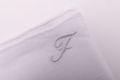 All Initials White Linen Pocket Square with Hand Embroidered Initial F Handmade in Italy by Fort Belvedere