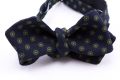Wool Challis Bow Tie in Navy Blue with Green and Yellow Pattern - Fort Belvedere