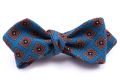 Wool Challis Bow Tie in Turquoise Blue with Green, Orange, Navy & Yellow Diamond - Fort Belvedere