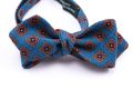Wool Challis Bow Tie in Turquoise Blue with Green, Orange, Navy & Yellow Diamond - Fort Belvedere