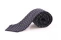 Wool Challis Tie in Navy Blue with Small Geometric Pattern - Fort Belvedere