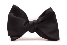 Large Butterfly in Black Silk Satin Bow Tie Sized Self Tie - Fort Belvedere 