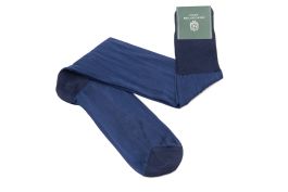 Finest Socks in the World -Over the Calf in Light Navy Silk