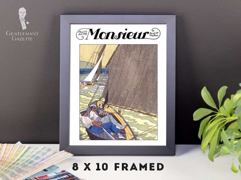 Monsieur Poster Framed - 8 x 10 Men's Fashion Illustration Sail Boat