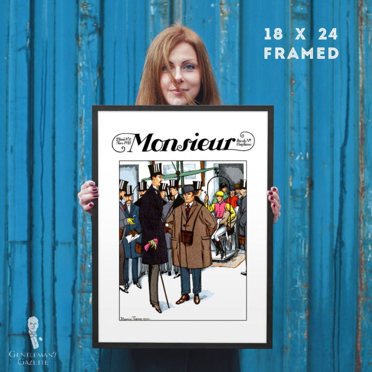 Monsieur Poster Framed - 18 x 24 Men's Fashion Illustration
