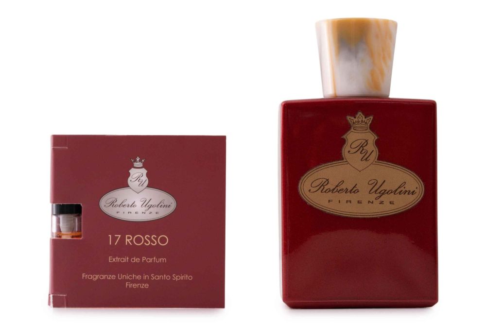 Roberto Ugolini 17 Rosso Fragrance bottle and sample