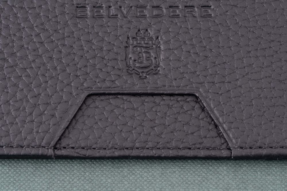 4CC - Black Togo  is tastefully embossed with the Fort Belvedere branding. 