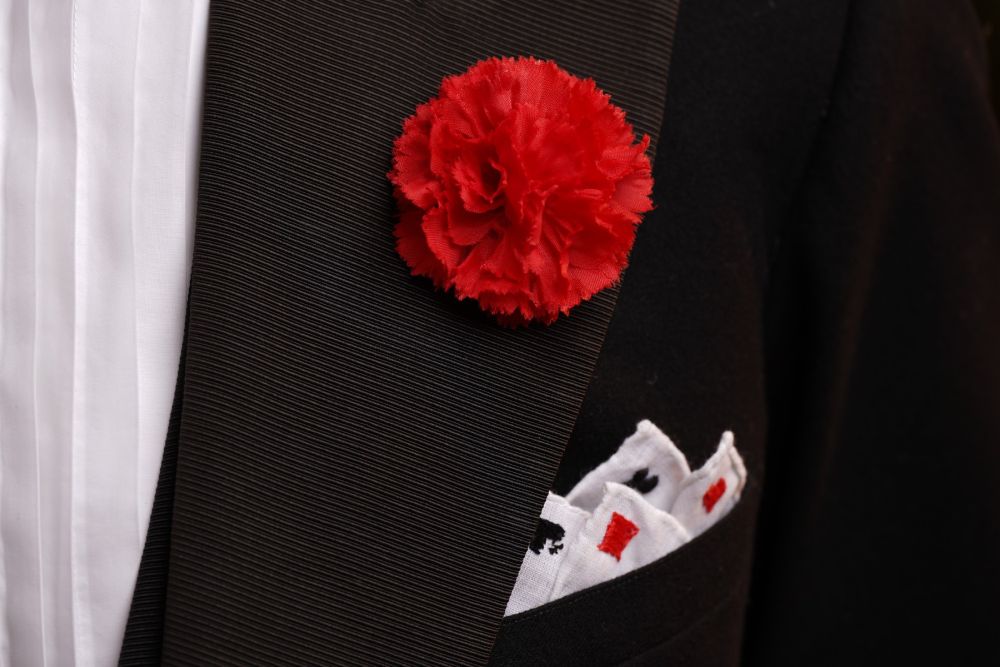 Red Carnation Boutonniere Life Size Lapel Flower - Fort Belvedere