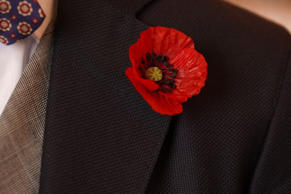 Red Poppy Boutonniere Remembrance Day Flower by Fort Belvedere