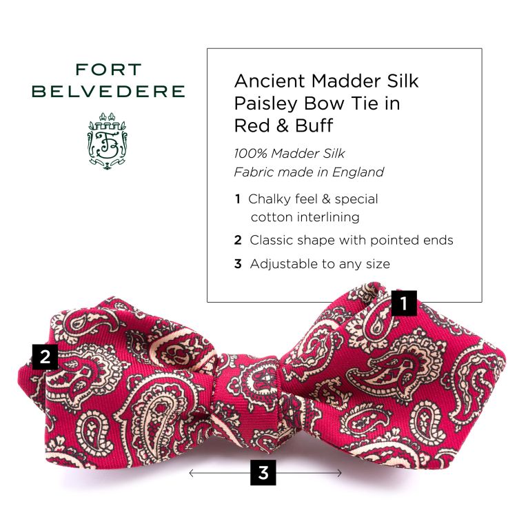 Ancient Madder Silk Bow Tie in Red Paisley - Fort Belvedere