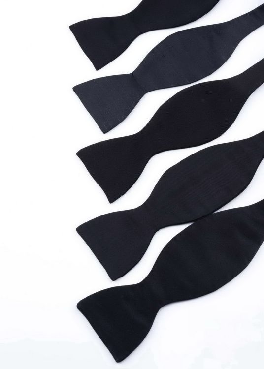 Assorted Black Bow TIes in Satin, Shantung, Faille, Barathea & Moire