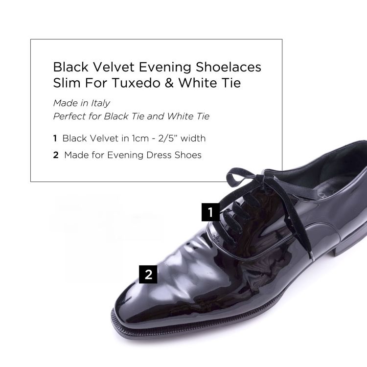 Black Velvet Evening Shoelaces Slim for Tuxedo & White Tie by Fort Belvedere