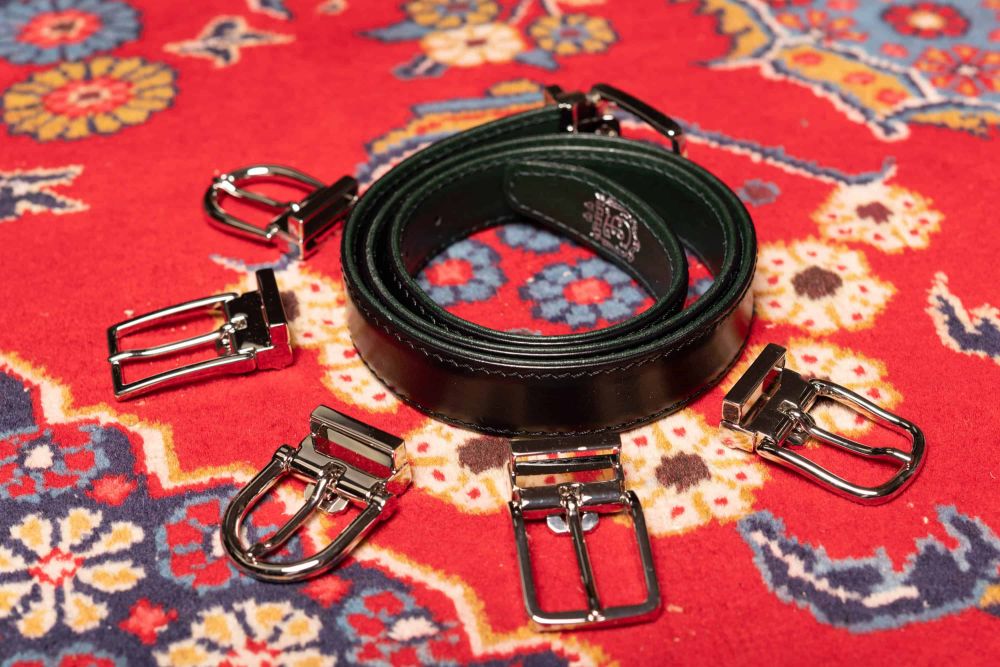 black belt with Fort Belvedere buckles