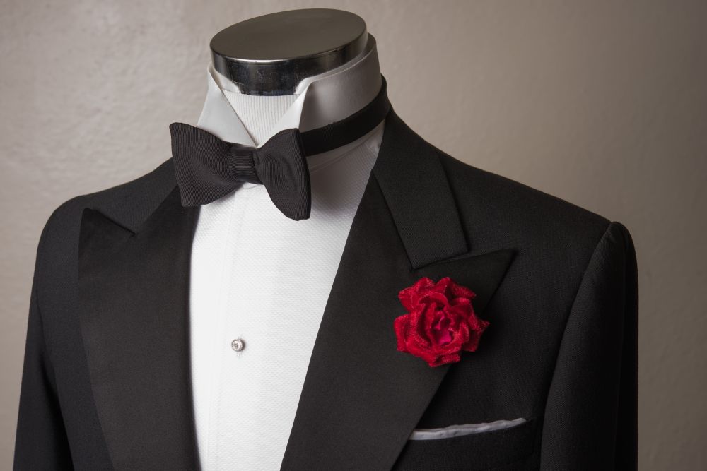 Black Faille Grosgrain Single End Bow Tie in Silk Fort Belvedere Tuxedo Black Tie