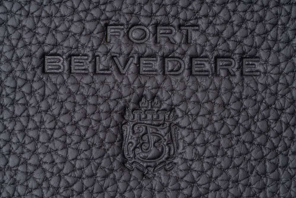 Black Togo full-grain leather wallet FB embossed