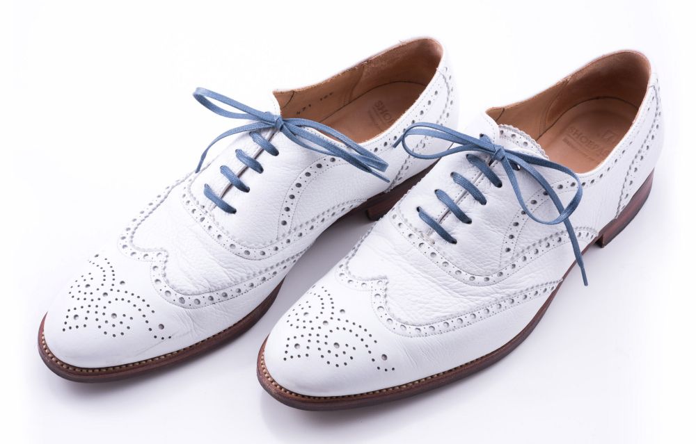Blue Grey Shoelaces Flat Waxed Cotton - Luxury Dress Shoe Laces by Fort Belvedere