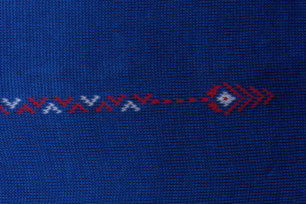 Blue Over the Calf Socks with Red and white Clocks Cotton Fil d Ecosse - Made in Italy by Fort Belvedere Clock Detail