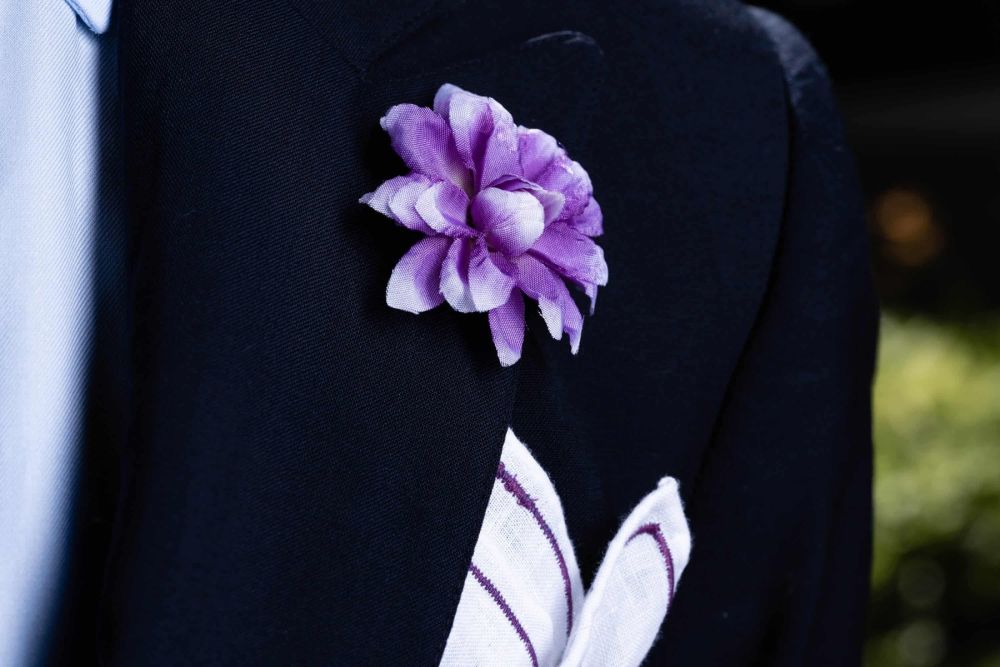 White and Purple Dahlia Boutonniere Buttonhole Flower Fort Belvedere