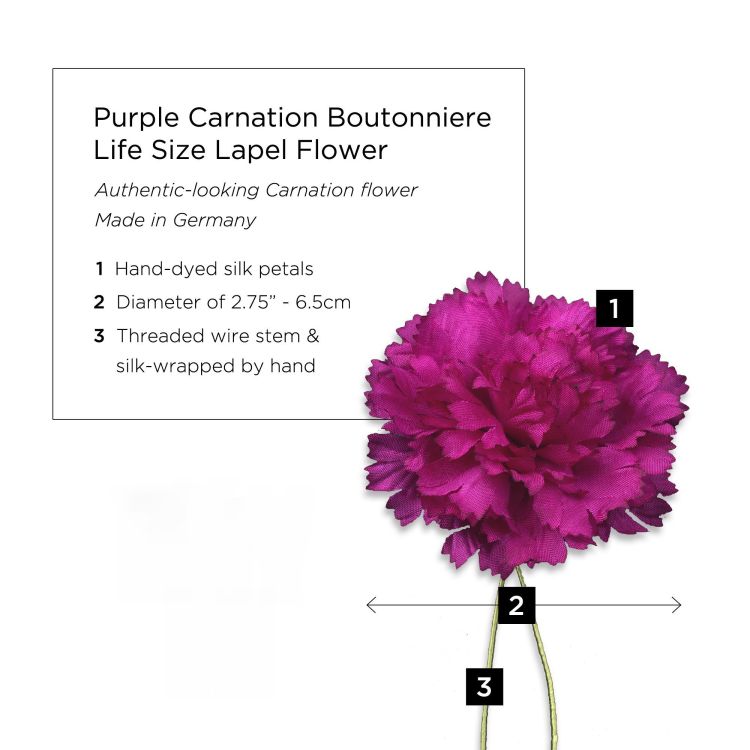 Purple Carnation Boutonniere Life Size Lapel Flower - Fort Belvedere