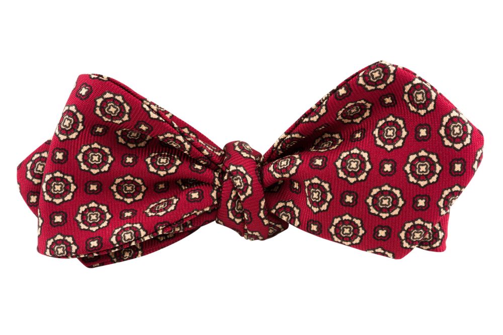 Bow Tie in Red _ Buff Macclesfield Neats Fort Belvedere Self Tie MAdder