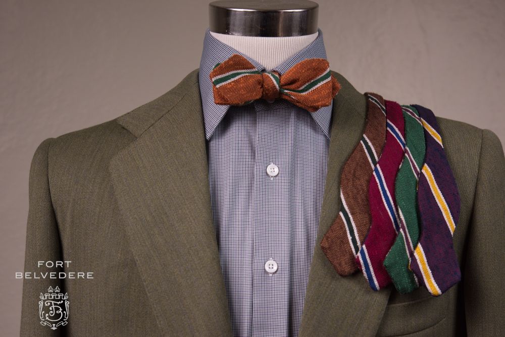 5 colors of silk shantung bow ties by Fort Belvedere