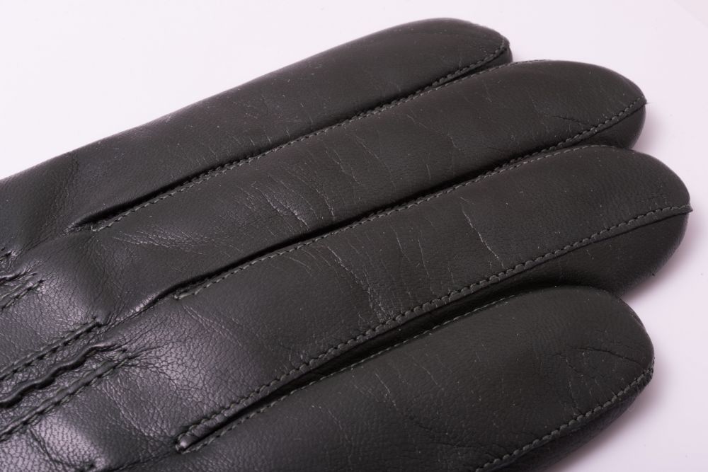 Dark Green Men's Gloves with Button in Lamb Nappa Leather by Fort Belvedere
