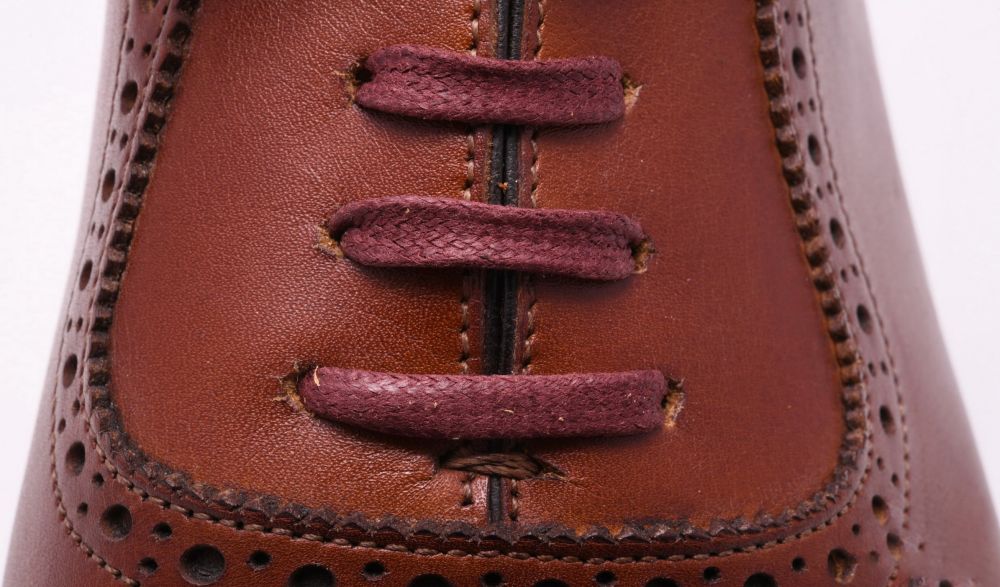 Burgundy Flat Shoelaces - Waxed Cotton Made in Italy - Fort Belvedere