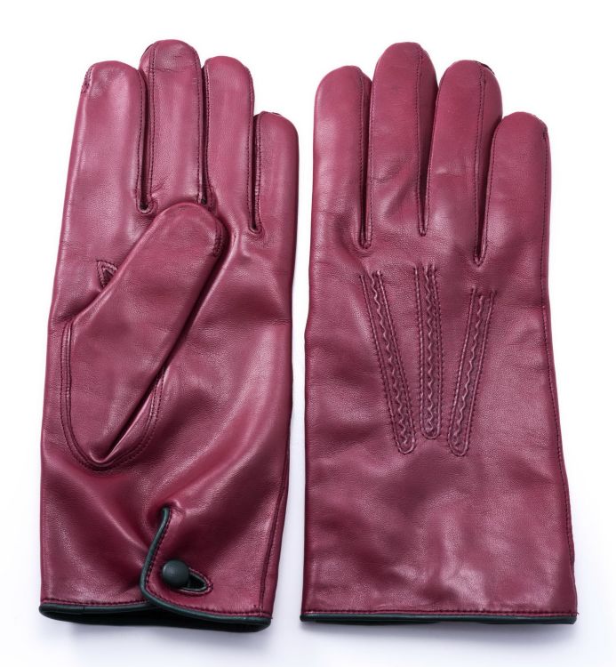 Burgundy Men's Dress Gloves with Button in Lamb Nappa Leather by Fort Belvedere