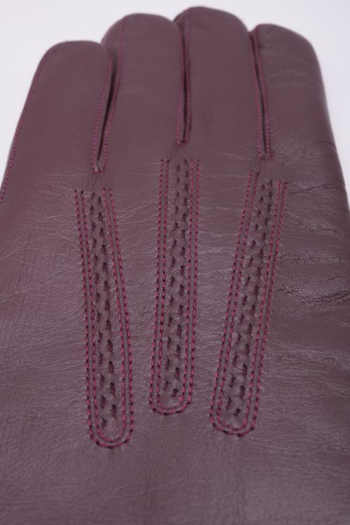 Burgundy Touchscreen Lamb Nappa Gloves with cashmere lining pores stitching  by Fort Belvedere