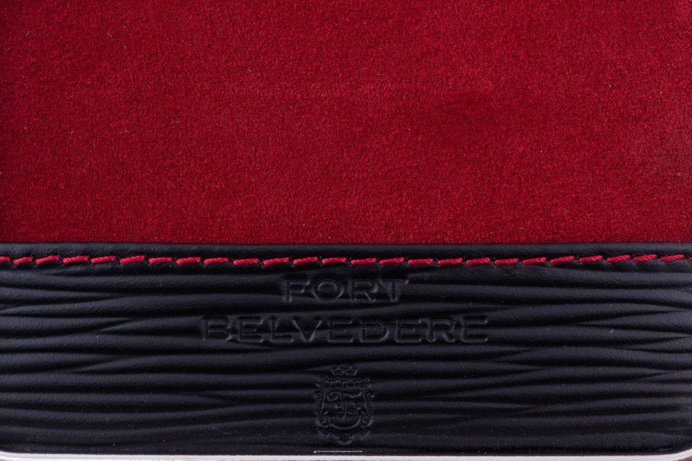 Luxurious Black Longgrain Leather, red goat velour leather and contrast stitching by Fort Belvedere