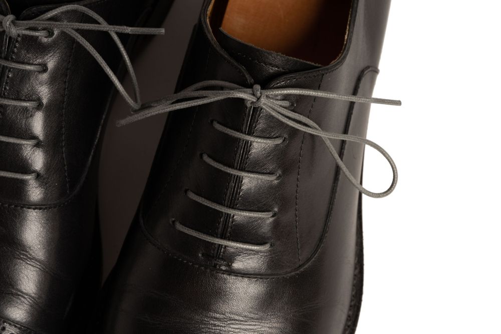 Charcoal Grey Shoelaces Round - Waxed Cotton Dress Shoe Laces Luxury by Fort Belvedere