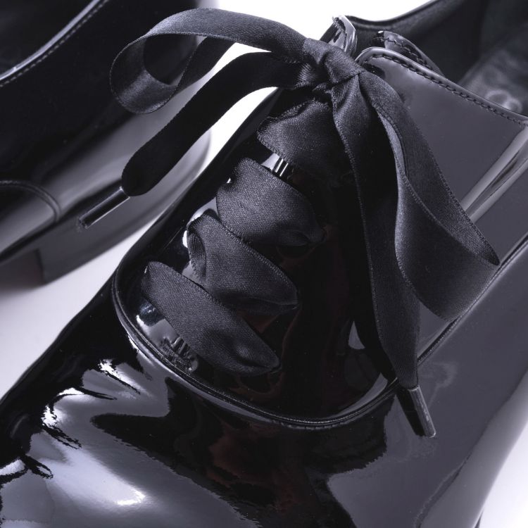 Evening Shoelaces in Stunning Black Wide 1.5cm Satin for Black Tie White Tie by Fort Belvedere