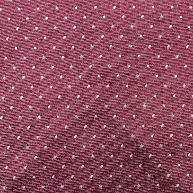 Close up Silk Tie in Jacquard Burgundy Red with White Polka Dots