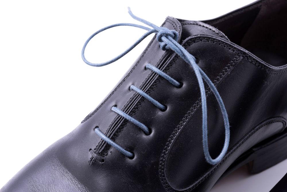 Blue Grey Shoelaces Round Luxury Waxed Cotton Dress Shoe Laces by Fort Belvedere