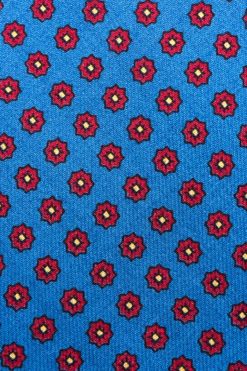 Close Up Geometric Pattern Mohair blue Wool Challis Tie - Fort Belvedere