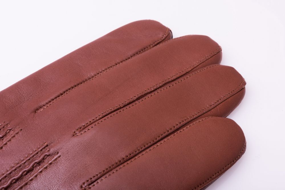 Classic Cognac  Brown Men's Gloves in Lamb Nappa Leather with Cashmere Lining by Fort Belvedere
