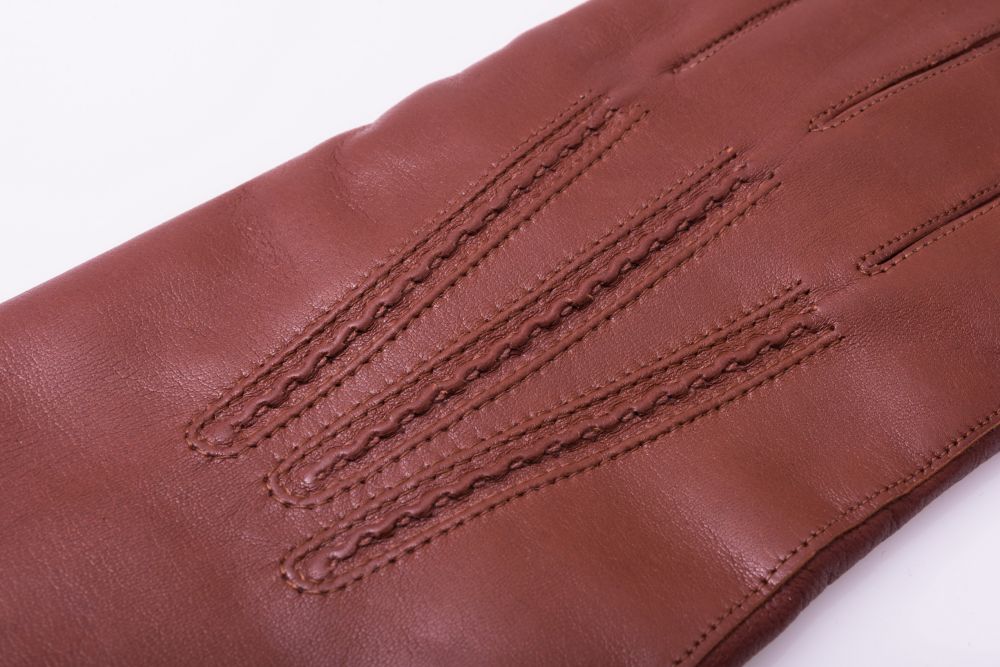 Classic Cognac  Brown Men's Gloves in Lamb Nappa Leather with Cashmere Lining by Fort Belvedere
