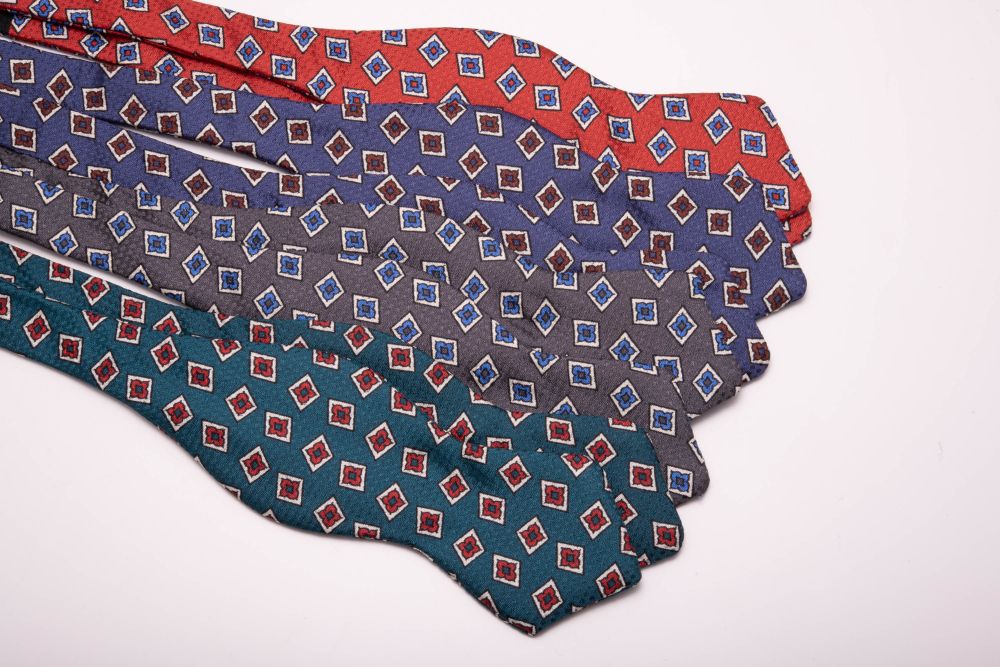 Color Options Printed Fort Belvedere Bow Ties in Gray, Red, Blue and Turquoise
