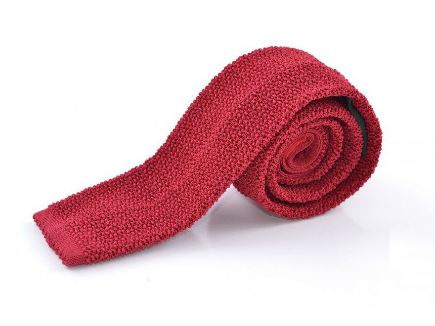 Knit Tie in Finest Solid Red Silk - Fort Belvedere