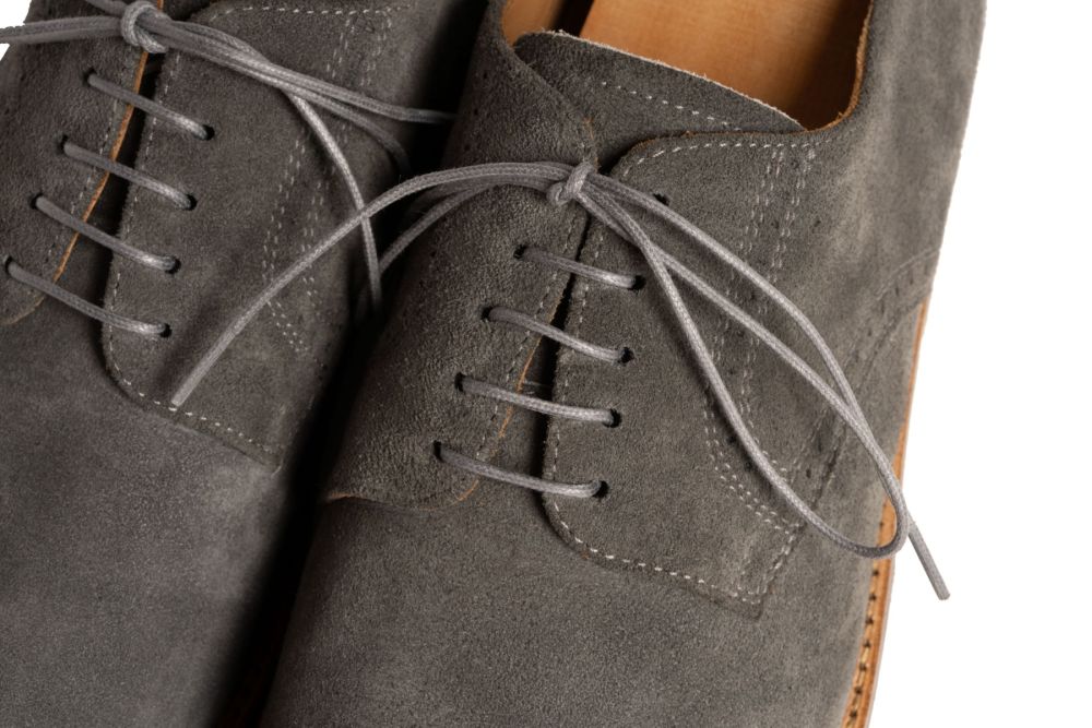 Dark Grey Shoelaces Round - Waxed Cotton Dress Shoe Laces Luxury by Fort Belvedere
