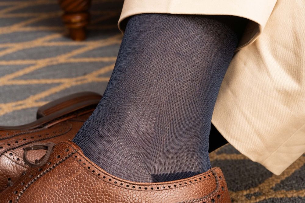 Finest Socks In The World - Over The Calf in Navy Silk